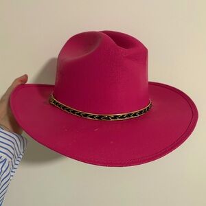 Pink Western Cowgirl Wide-Brim‎ Hat with Gold Accent